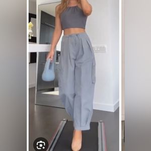 Zara Nylon Grey Cargo Pants size M